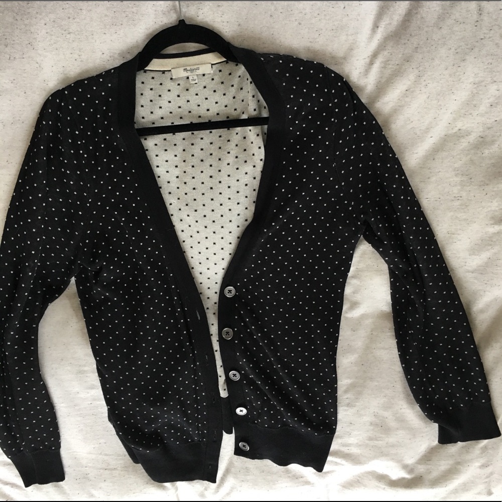 Madewell Button Up Black and White Cardigan